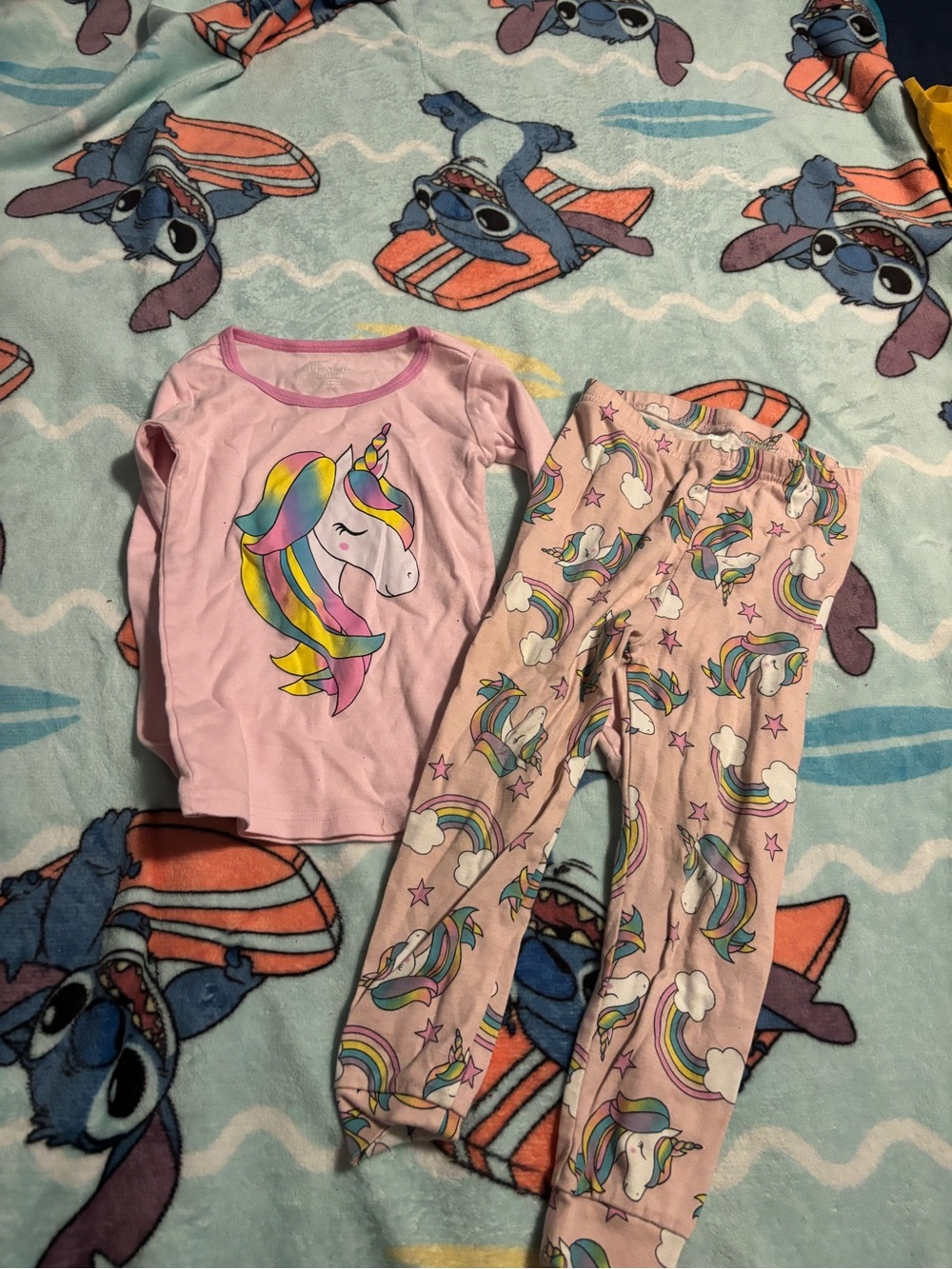 The Children's Place Pink Unicorn Rainbow Pajama Set